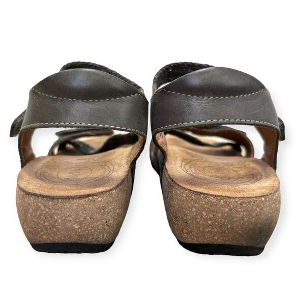 Taos Gray Leather Trulie Cushioned Adjustable Cork Sandals Women's US10 EU41 - Picture 4 of 10